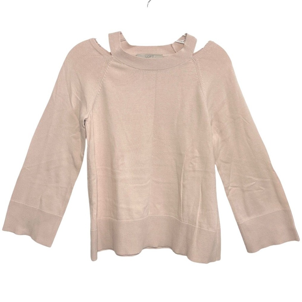 LOFT Womens‎ Blush Sweater Shoulder Cutout Crew Neck Raglan Soft Girl Spring XS